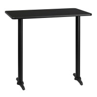 Flash Furniture XU-BLKTB-3042-T0522B-GG 42" Rectangular Black Laminate Table Top with Bar Height Table Base in Black